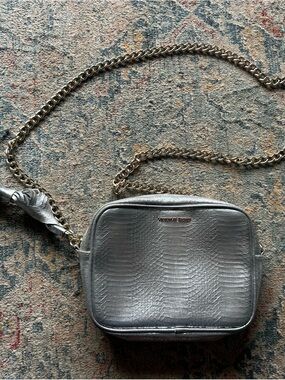 Victoria's Secret Metallic Silver Crossbody with Chain Strap